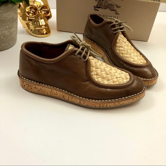 Burberry Shoes Burberry Leather Raffia Wallabee Shoe